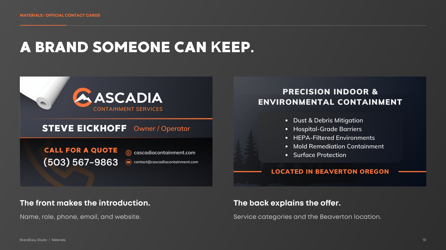 Cascadia business card design